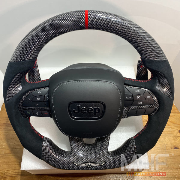 2018-2020 Carbon “Silver Carbon” Red Accent TrackHawk Steering Wheel