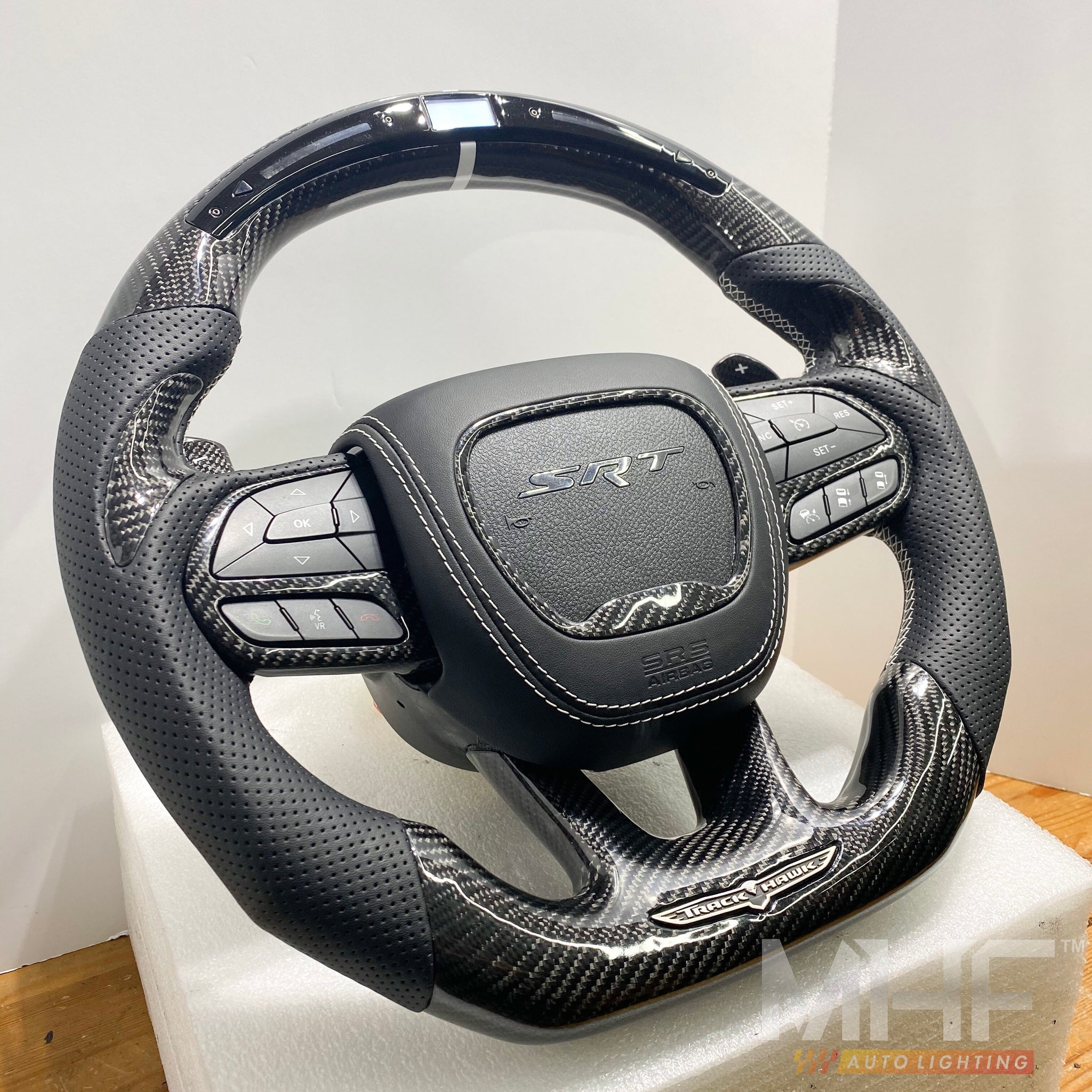 2018-2021 Carbon “Track Series” White Accent TrackHawk Steering Wheel
