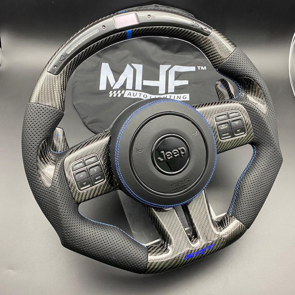 2011-2013 Jeep/ Dodge Blue Accent Carbon Steering Wheel