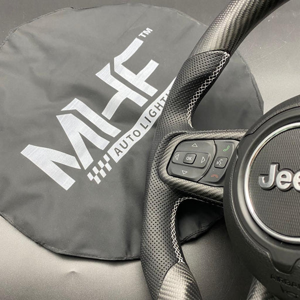 2018-2021 JT / JL “Matte Carbon /  White” Jeep Wrangler Steering Wheel