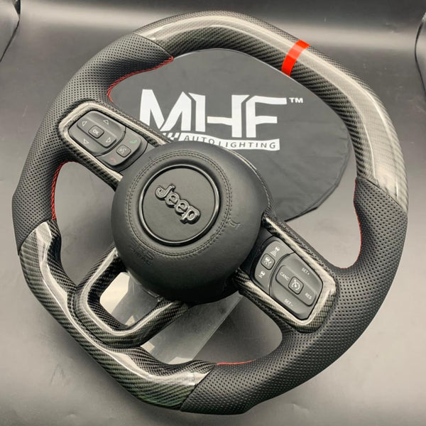 2018-2025 JT / JL “Black Carbon” Red Accent Jeep Wrangler Steering Wheel