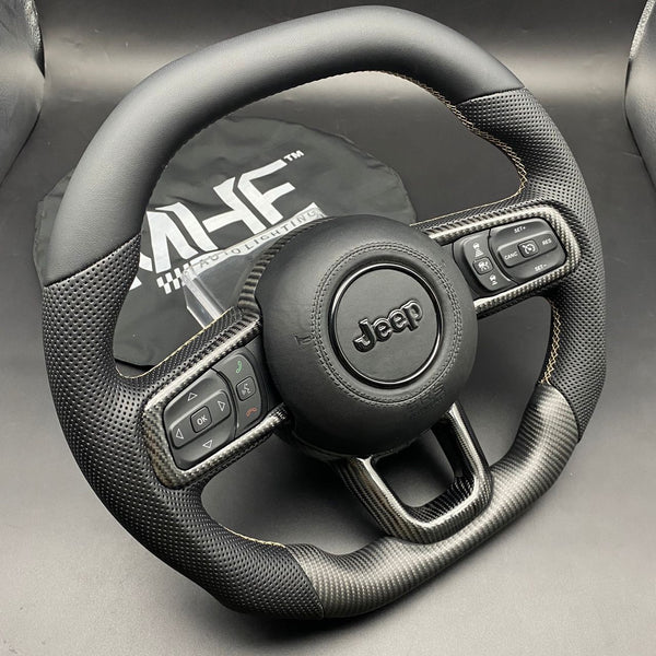 2018-2023 JT / JL “Beige Black Carbon” Jeep Wrangler Steering Wheel