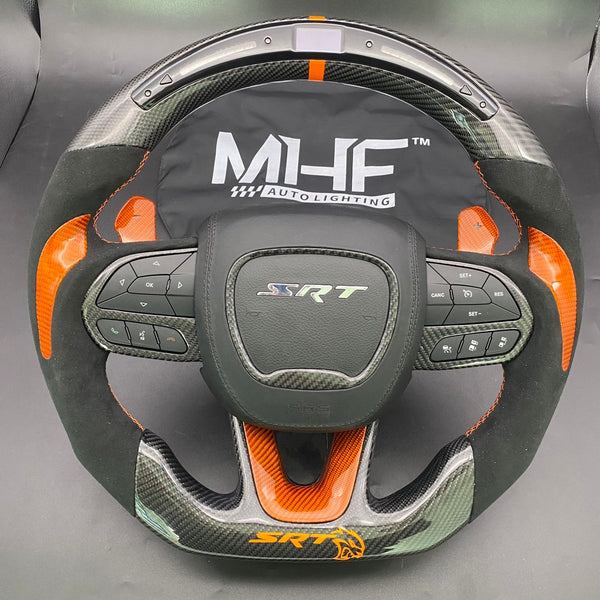 2015 -2021 Carbon “Hellcat Orange” Alcantara Steering Wheel