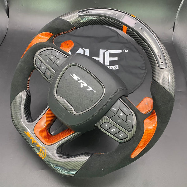 2015 -2021 Carbon “Hellcat Orange” Alcantara Steering Wheel