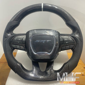 2014-2021 Jeep/ Dodge Carbon White Accent Steering Wheel