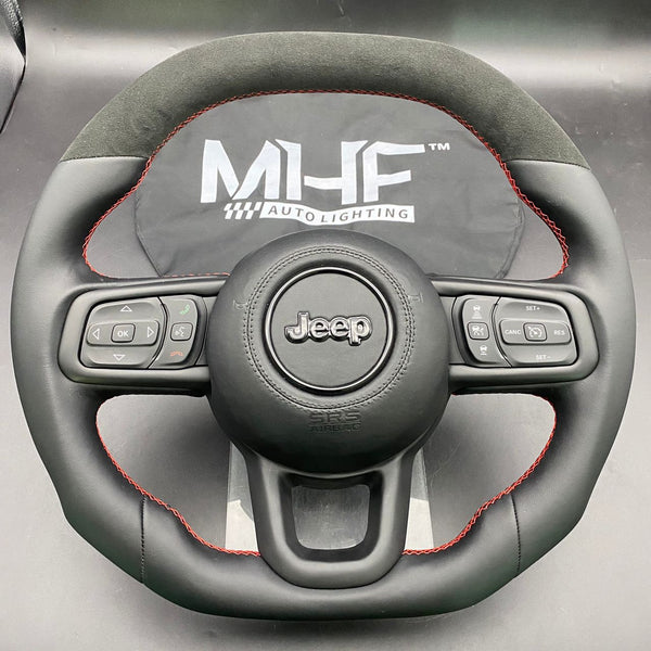 2018-2022 JT / JL “Smooth Leather Alcantara /  Red” Jeep Wrangler Steering Wheel
