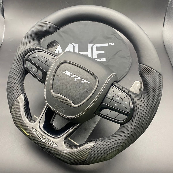 2018-2021 Carbon “Black Gloss” White Accent TrackHawk Steering Wheel