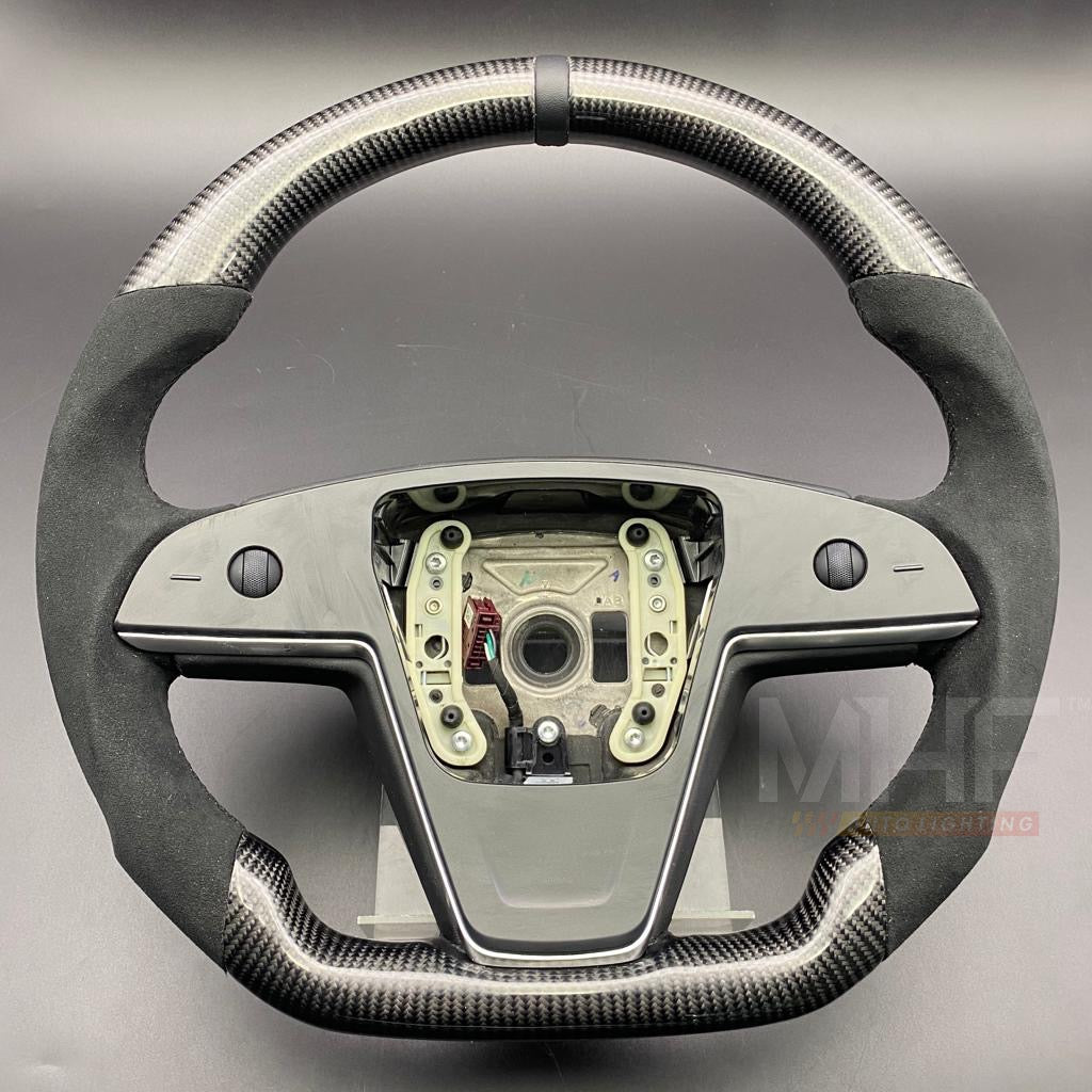 Tesla Model Plaid Carbon Black Accent Steering Wheel