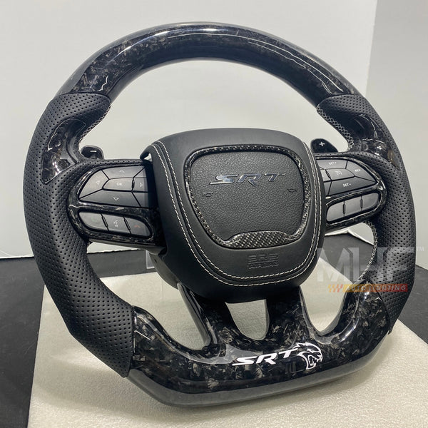 2015 -2021 Forged Carbon “Hellcat White” Accent Steering Wheel