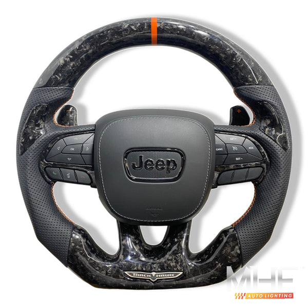 2018-2021 Carbon “Track Series” Orange Accent Forged TrackHawk Steering Wheel