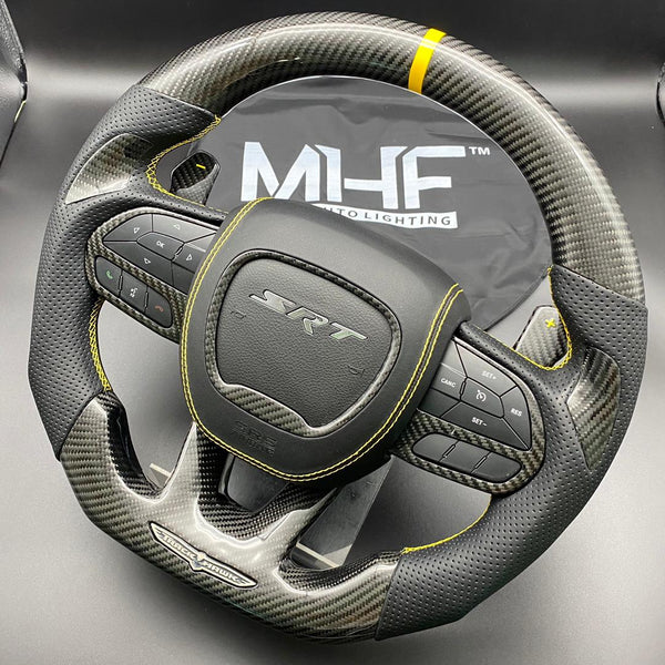 2018-2021 Carbon “Track Series” Yellow Accent TrackHawk Steering Wheel