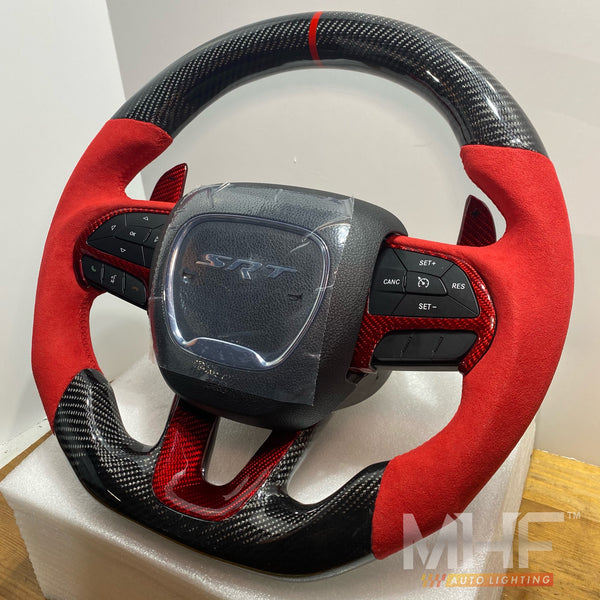2014-2021 Jeep/ Dodge Carbon Red Carbon Steering Wheel
