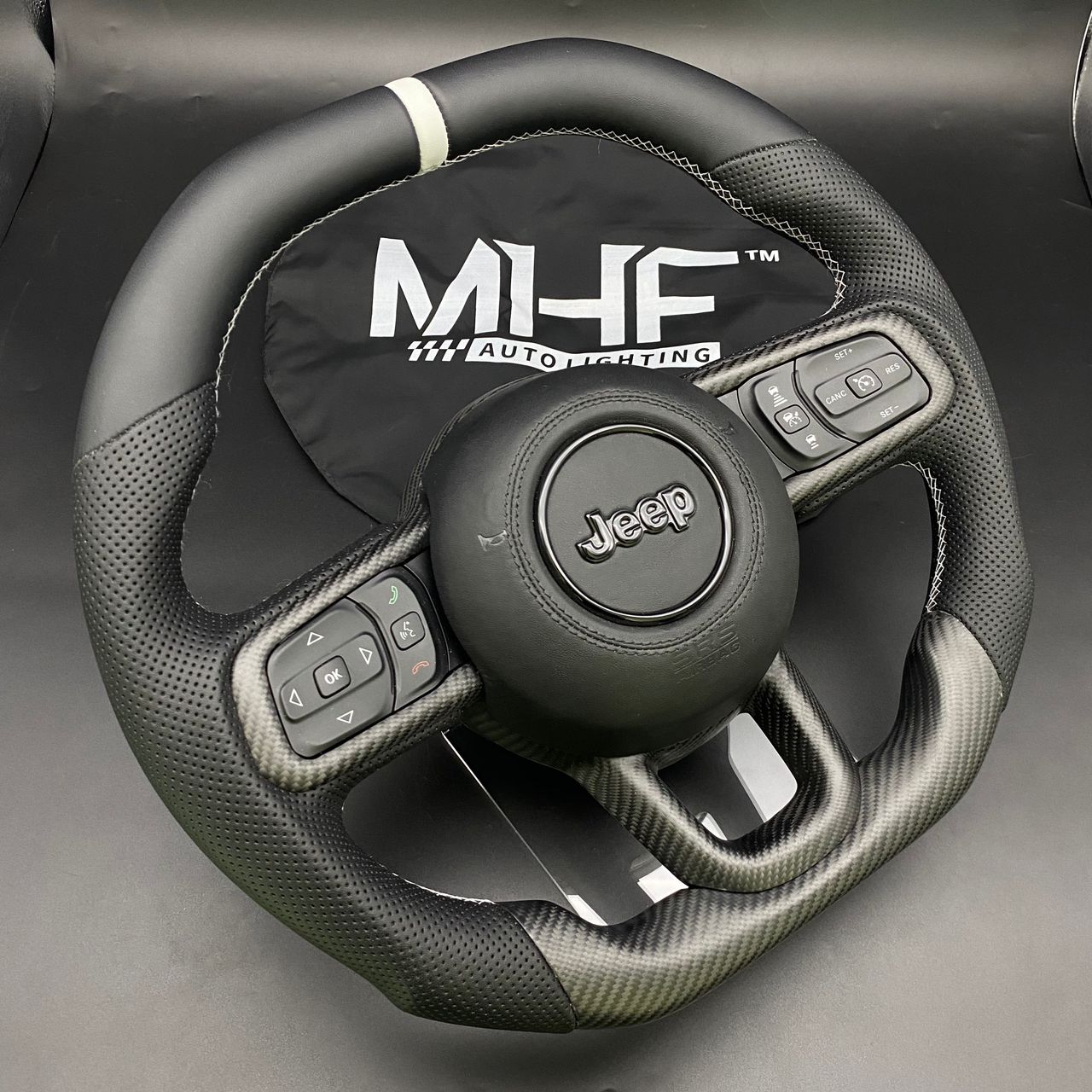 2018-2022 JT / JL “White Accent” Jeep Wrangler Steering Wheel