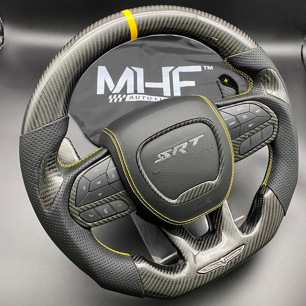 2018-2021 Carbon “Track Series” Yellow Accent TrackHawk Steering Wheel