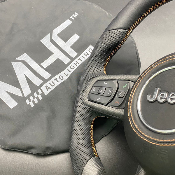 2018-2022 JT / JL “Perforated Leather /  Brown Accent” Jeep Wrangler Steering Wheel