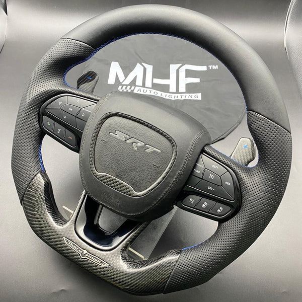 2018-2021 Carbon “Black Gloss” Blue Accent TrackHawk Steering Wheel