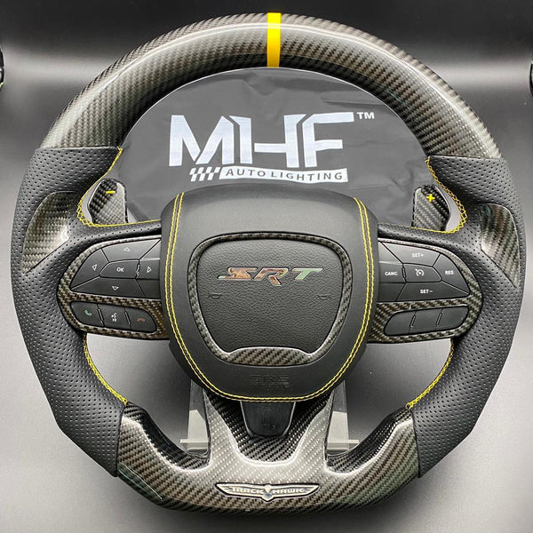 2018-2021 Carbon “Track Series” Yellow Accent TrackHawk Steering Wheel