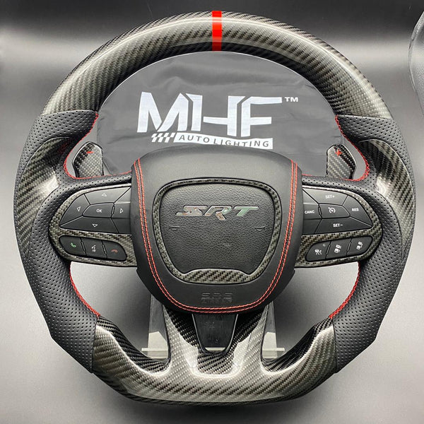 2014-2021 Jeep/ Dodge Red Accent Carbon Steering Wheel