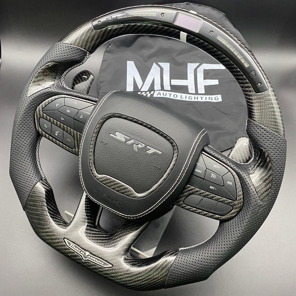 2018-2021 Carbon “Track Series” White Accent TrackHawk Steering Wheel
