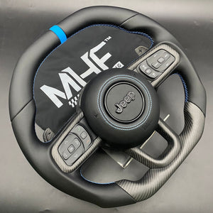 2018-2023 Matte Carbon / Light Blue” Jeep Wrangler Steering Wheel