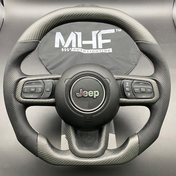 2018-2021 JT / JL “Matte Carbon /  White” Jeep Wrangler Steering Wheel