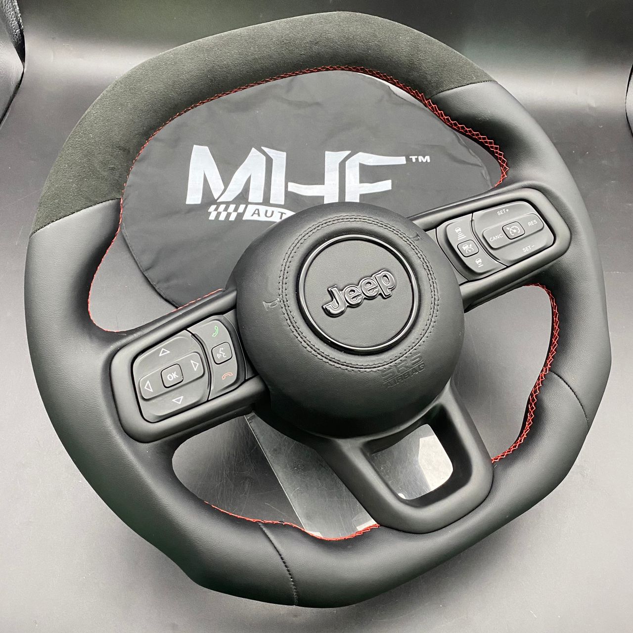 2018-2022 JT / JL “Smooth Leather Alcantara /  Red” Jeep Wrangler Steering Wheel