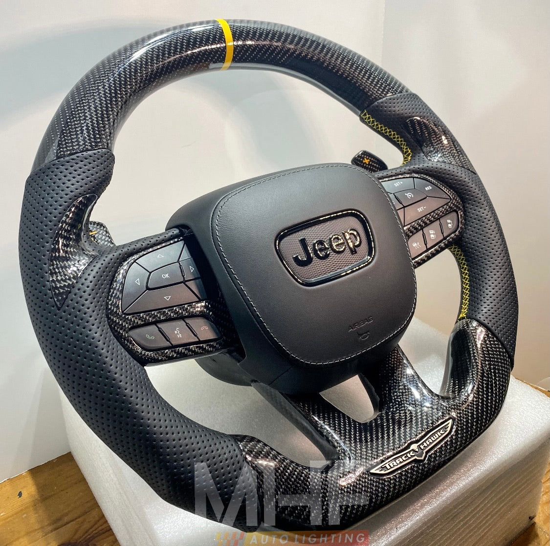 2018-2021 Carbon “Track Series” Yellow Accent TrackHawk Steering Wheel