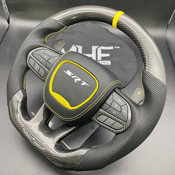 2018-2021 Carbon “Track Series” Yellow Accent TrackHawk Steering Wheel