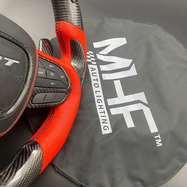 2018-2021 Carbon “Track Series” Red Leather TrackHawk Steering Wheel