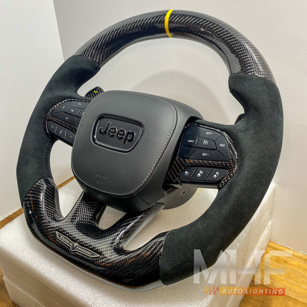 2018-2021 Carbon “Track Series” Alcantara Yellow Accent TrackHawk Steering Wheel