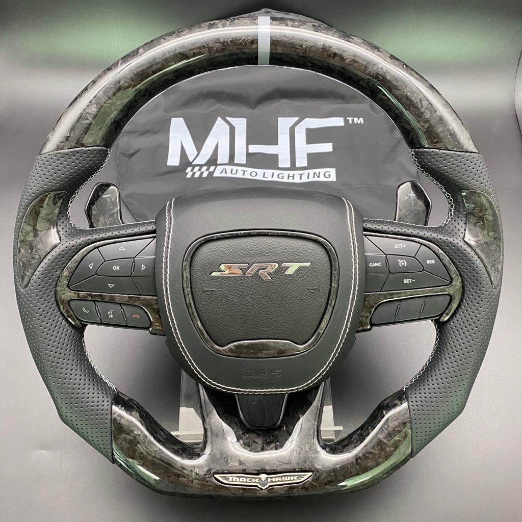 2018-2021 Carbon “Track Series” Gray Accent Forged TrackHawk Steering Wheel